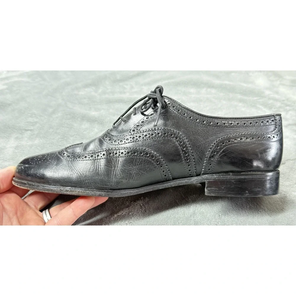Wingtip Brogue Shoes Mens Size 10.5 D Black Leather Dress Oxford Cap Toe‎ Lined
